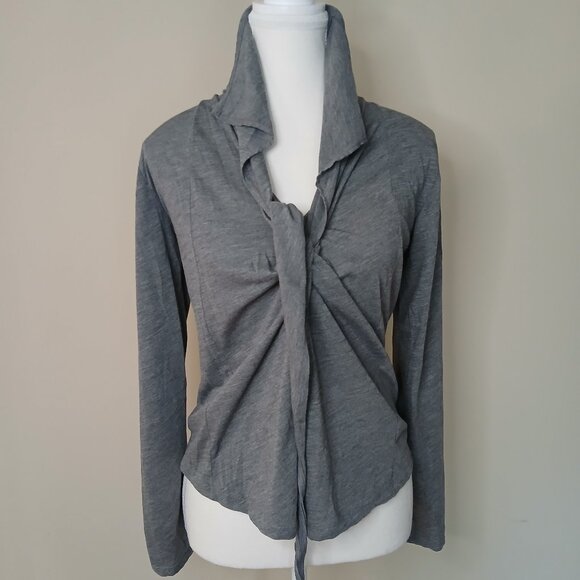 FIVE CM Silver Plaque Long Sleeve Tie Front Top Size 2 - Picture 1 of 8